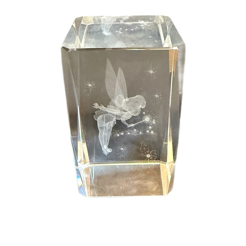 Disney tinkerbell 3D laser-etched crystal paperweight